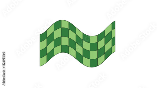 Green checkered flag waving in the wind.
