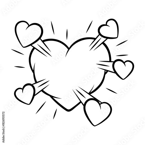 Valentine cartoon heart. Romantic speech bubble in comic style. Love greeting card.