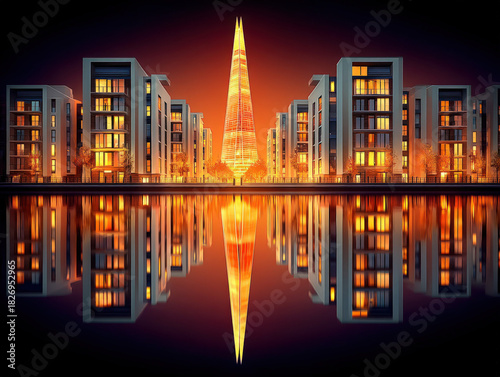 London skyline night illumi...