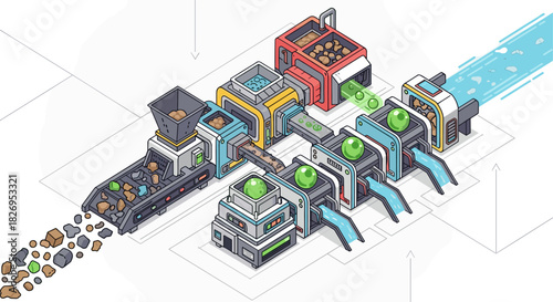 Isometric industrial conveyor system for materials processing and separation