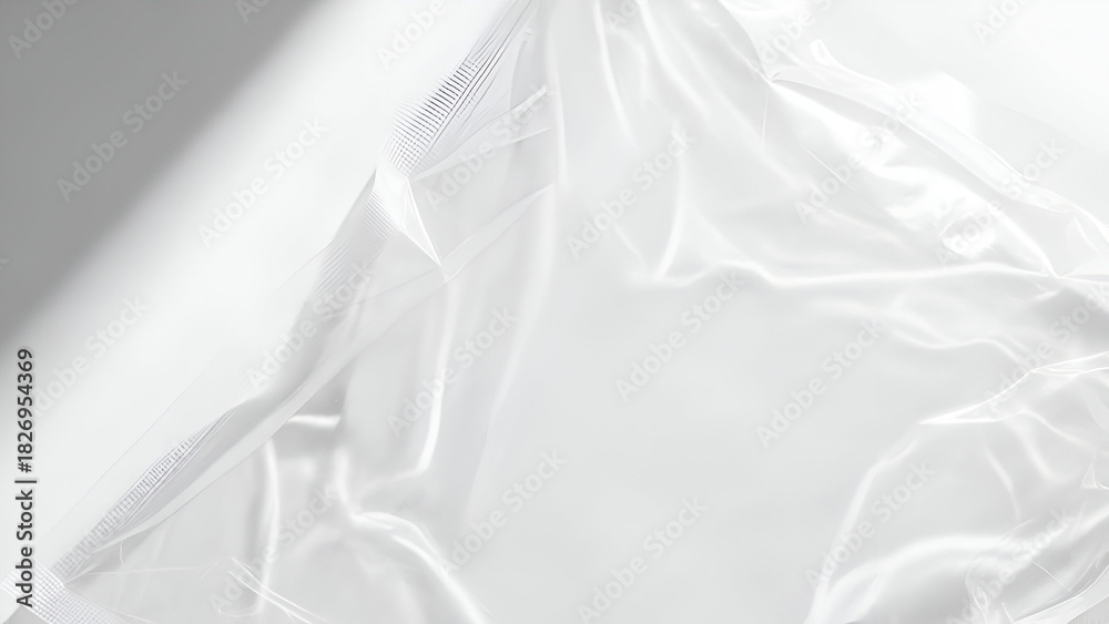 Fototapeta premium Translucent White Plastic Sheet with Crinkles and Light Rays