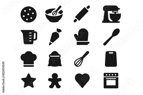 Culinary icons: baking tools and kitchen utensils collection