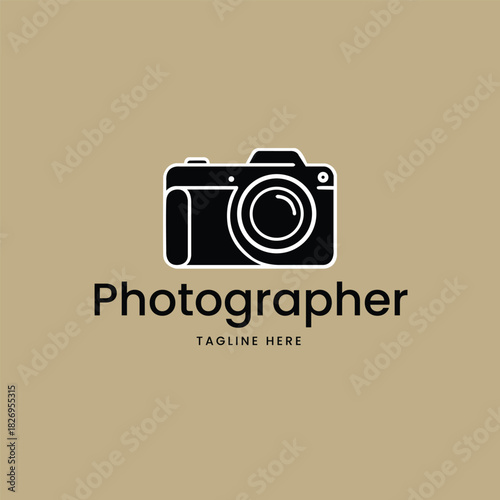 Camera silhouette professional photographer photo studio Vector logo template