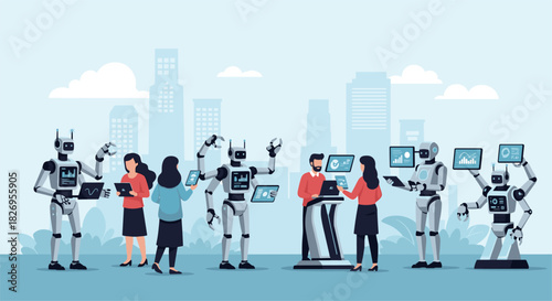 Future workplace: robots and humans collaborating with technology in an office setting