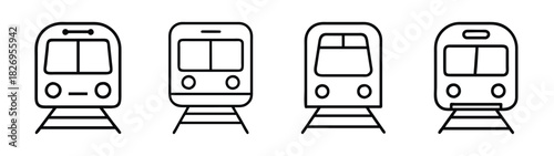 Trains subway metro rail transport public transit transportation vehicle carriage locomotive icon set