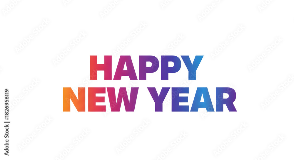 Fototapeta premium Colorful happy new year text isolated on transparent background