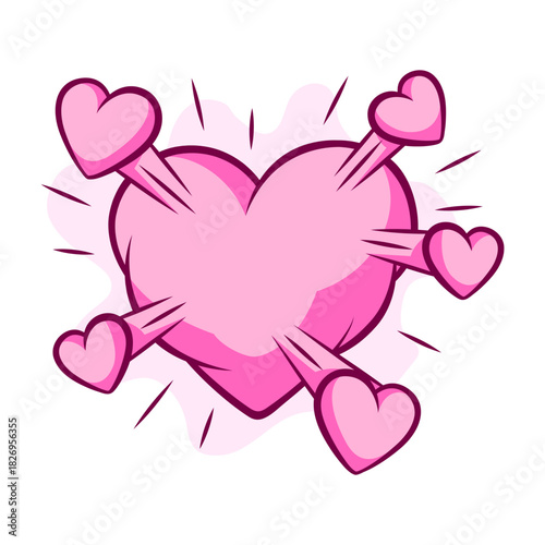 Valentine cartoon heart. Romantic speech bubble in comic style. Love greeting card.