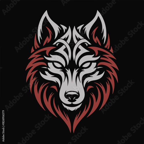 Tribal Wolf Head Vector Illustration