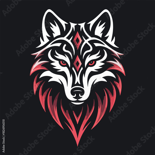 Tribal Wolf Head Vector Illustration