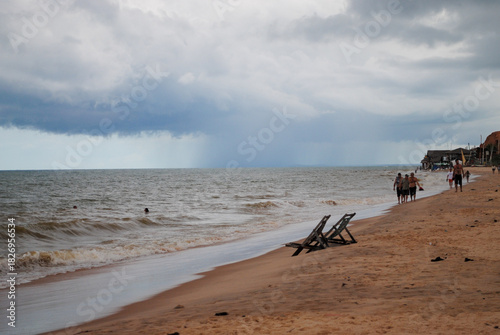 Rain coming to Brazilian beach. Chuva chegando em praia brasileira.