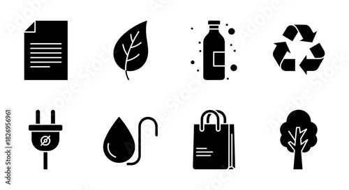 Eco-friendly icons: sustainable living symbols for modern day applications