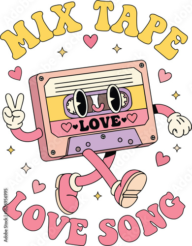 Cute Mix Tape Love Song Retro Cassette Valentine Shirt Design