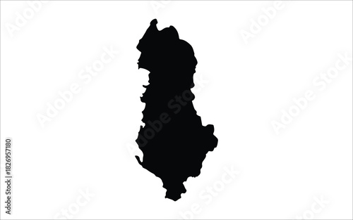 Albania country map silhouette geographic outline on clean white