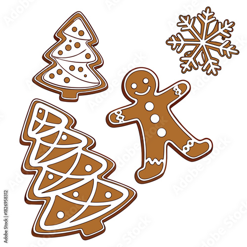 Festive ginger cookie collection graphic set