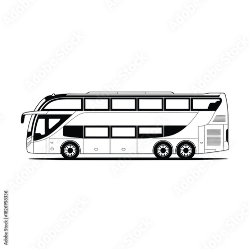 Modern double decker bus line art illustration