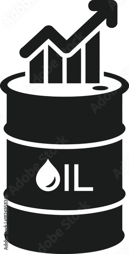 Oil Barrel Icon with Rising Chart