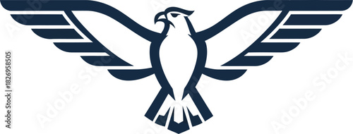 Stylized graphic design of a soaring bird of prey, likely an eagle or falcon