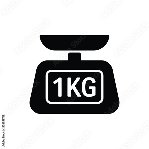 Black silhouette icon of a kitchen scale showing one kilogram