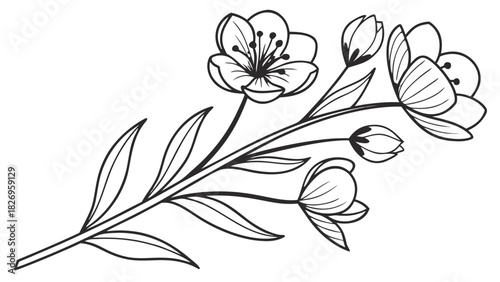 “minimalist line art floral bouquet, clean outline stroke, elegant botanical illustration, scalable SVG, high-quality black line, transparent background, modern aesthetic”