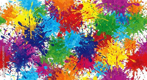 Vibrant Colorful Paint Splatters Abstract Background Pattern