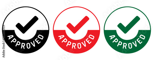 approved badge set , approved icon set, approved stamp set