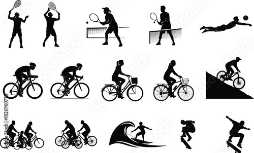Silhouette collection of various sports activities