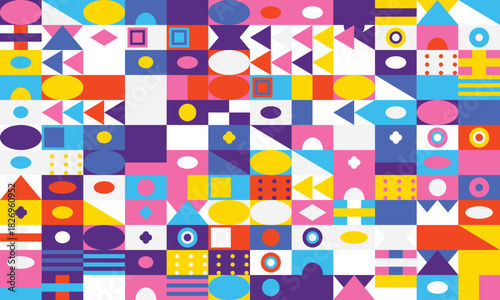 Geometric abstract pattern with colorful shapes and blocks vector 1
