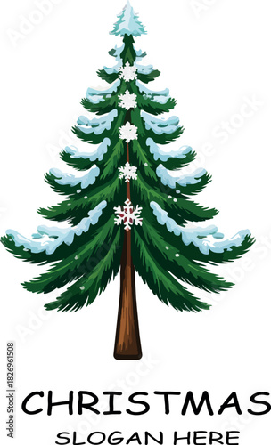 Christmas snowy paine tree logo icon vector white background .