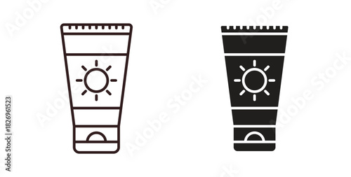 Sunscreen icon concept. Glyph vector illustration isolated. Simple solid style.