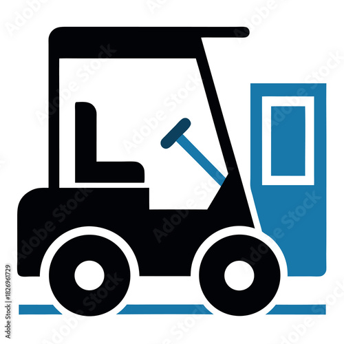 Golf Cart or Small Utility Vehicle Vector Icon: Resort Transportation and Leisure Vehicle