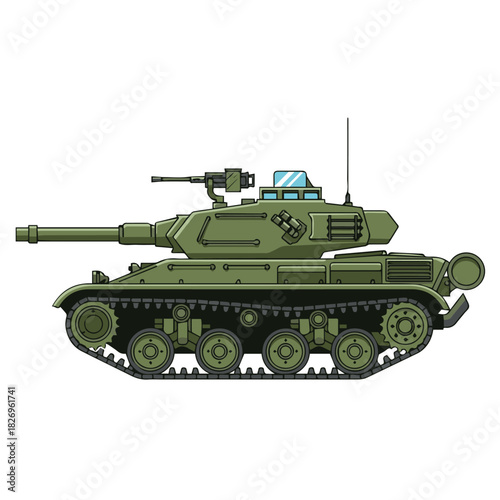 Detailed military tank illustration suitable for warfare concept design, defense-themed graphics, tactical poster artwork, and combat vehicle visualization