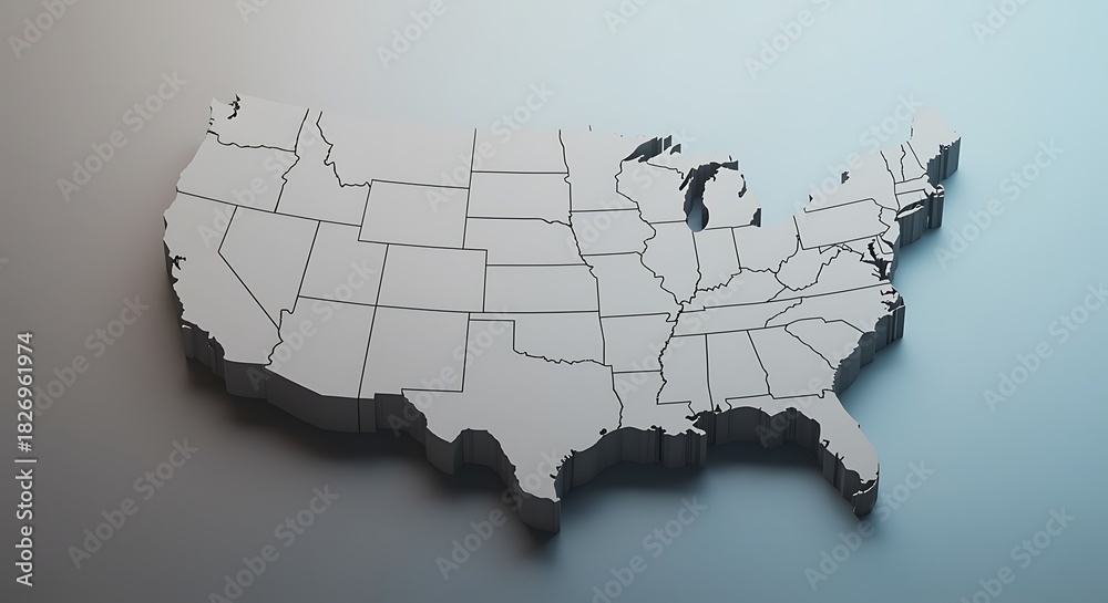 Obraz premium United States of America map illustration showing all states in detail