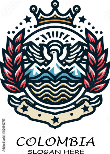Colombia crest logo vector white background .