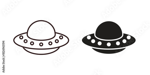 UFO icon concept. Glyph vector illustration isolated. Simple solid style.