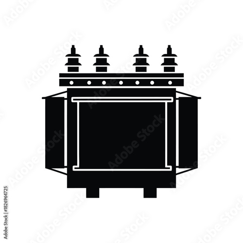 Power electric transformer industrial equipment solid silhouette icon vector illustration