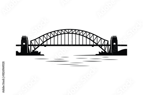 Sydney harbor bridge vector silhouette icon illustration