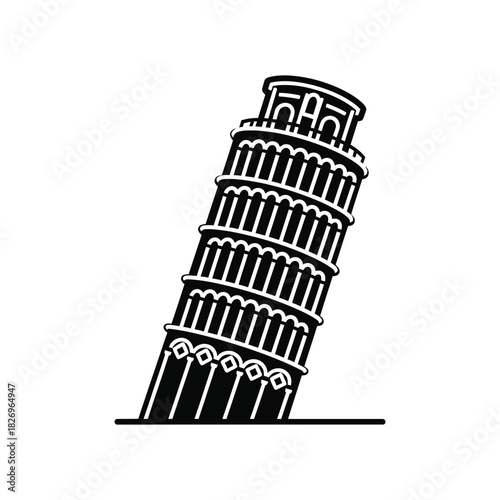 The Leaning Tower silhouette icon vector illustration
