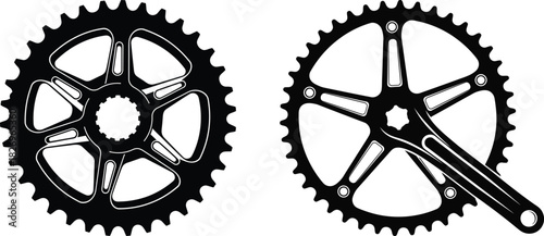 Bicycle Chainring and Crankset Sprocket Silhouette Vector Illustration
