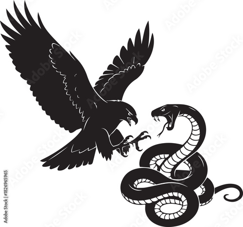 Majestic eagle attacks aggressive cobra in dramatic confrontation nature wildlife