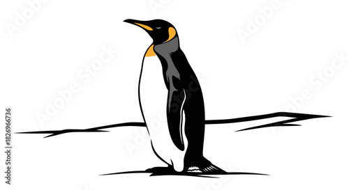 Majestic King Penguin Standing Tall Against a Snowy Antarctic Backdrop Wildlife Profile