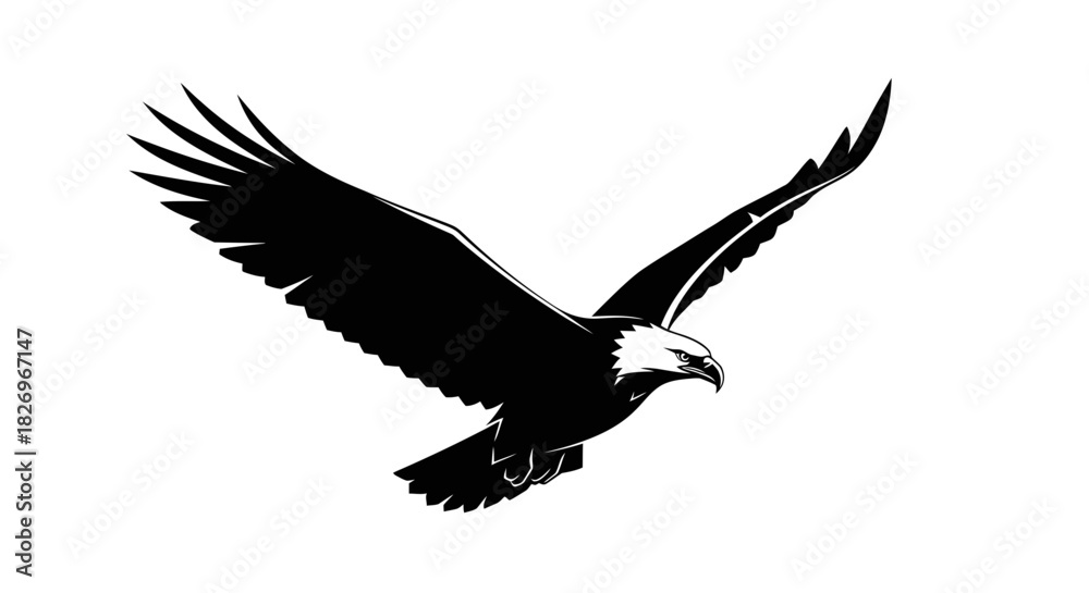 Obraz premium Dynamic Modern Geometric Silhouette of an Eagle in Flight for Logo Design Freedom Power