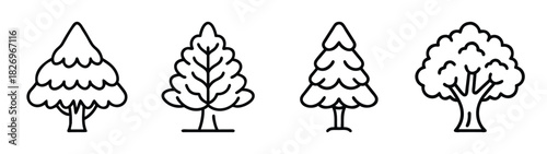 Vector illustration of doodle tree collection for forest nature landscape design and art use