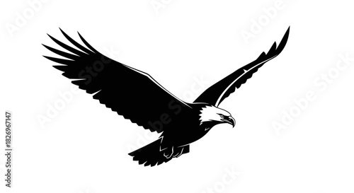 Dynamic Modern Geometric Silhouette of an Eagle in Flight for Logo Design Freedom Power
