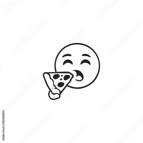Eating pizza emoji icon logo flat vector design