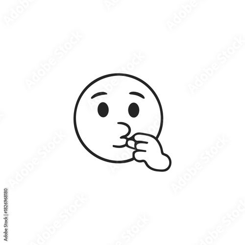 Mouth-covered emoji icon logo flat vector design