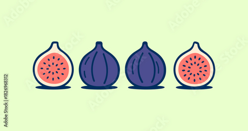 Fig fruit, Fig seed icon logo flat vector design