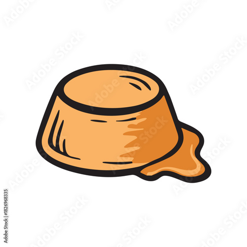 Caramel flan icon logo flat vector design
