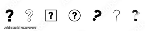 A question mark icon set with varied styles and borders. Ideal for help, inquiry, design.