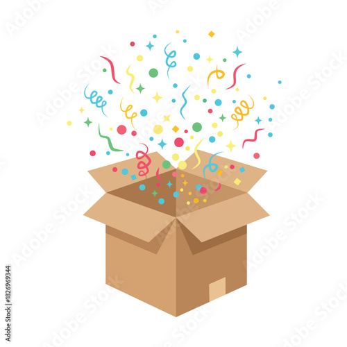 Confetti Explosion From Open Cardboard Box