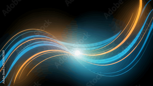 Abstract Light Trails with Blue and Orange Lines for Creative Backgrounds and Modern Design Projects
